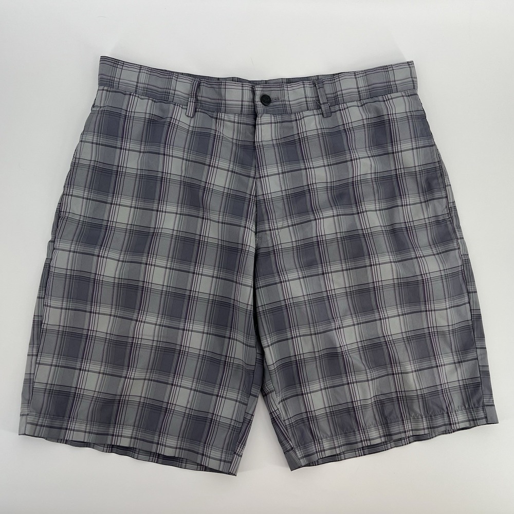 Pro Tour CoolPlay Men's Golf Shorts - Gray/Purple Plaid - Size 36 - L